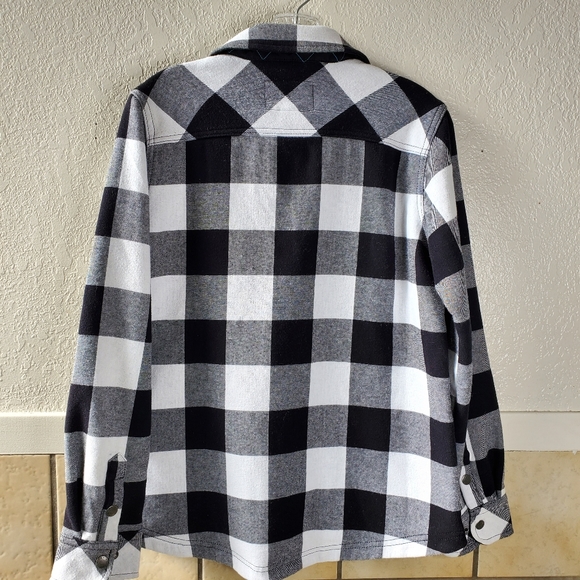 Orvis Fleece lined black & White plaid flannel - Picture 4 of 9